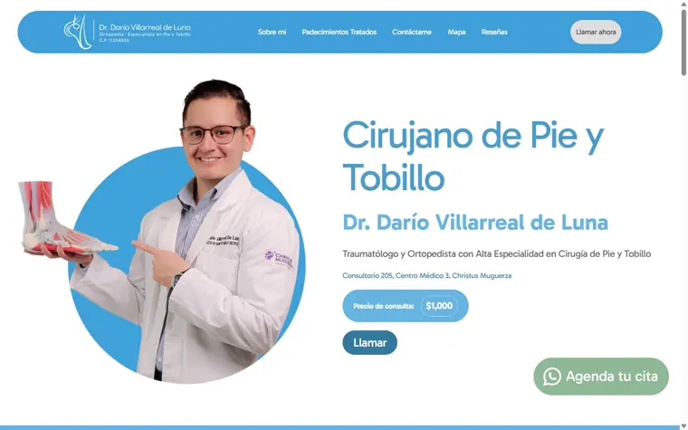 Sitio web del Dr. Darío Villarreal creado por CLÍNICA MKT