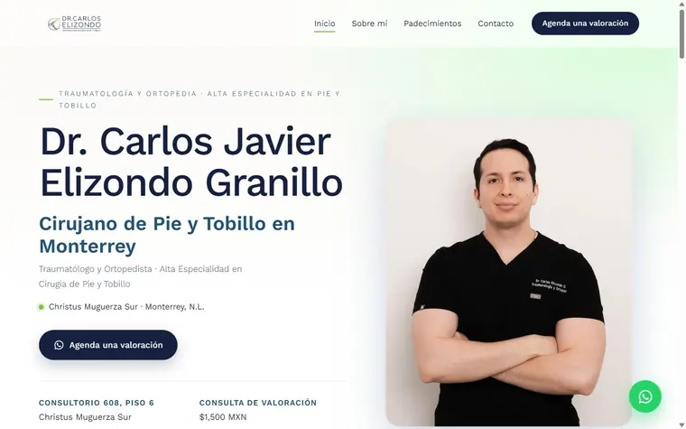 Sitio web del Dr. Carlos Elizondo creado por CLÍNICA MKT